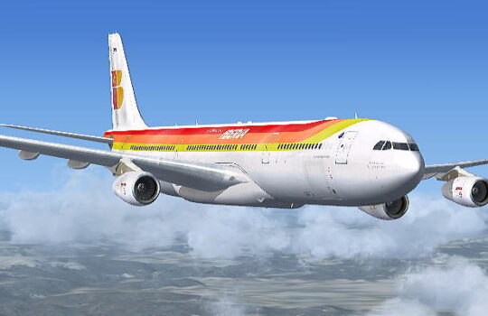 Iberia Airbus A340-313 para la ruta mas larga, Santiago de Chile